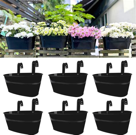 LaLaGreen Outdoor Rail Planter (6 Pack, 11.8 Inch) 